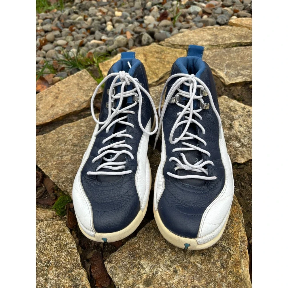 Air Jordan 12 Retro 2012 Obsidian White Navy Leather Men's Size 8 (130690-410)